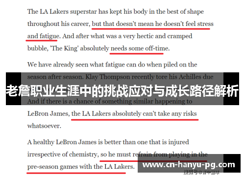 老詹职业生涯中的挑战应对与成长路径解析
